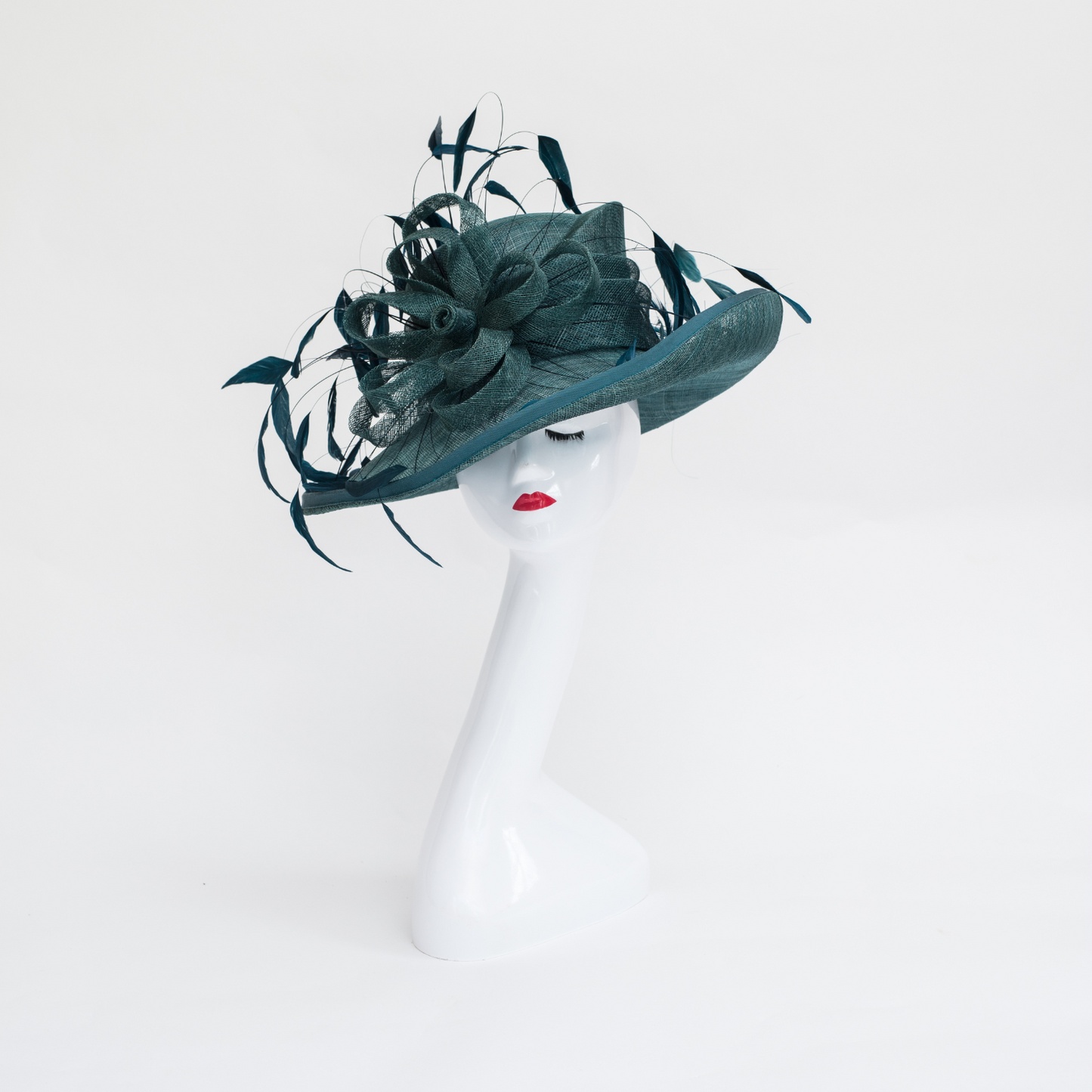 Teal Fleur Feathered Hat